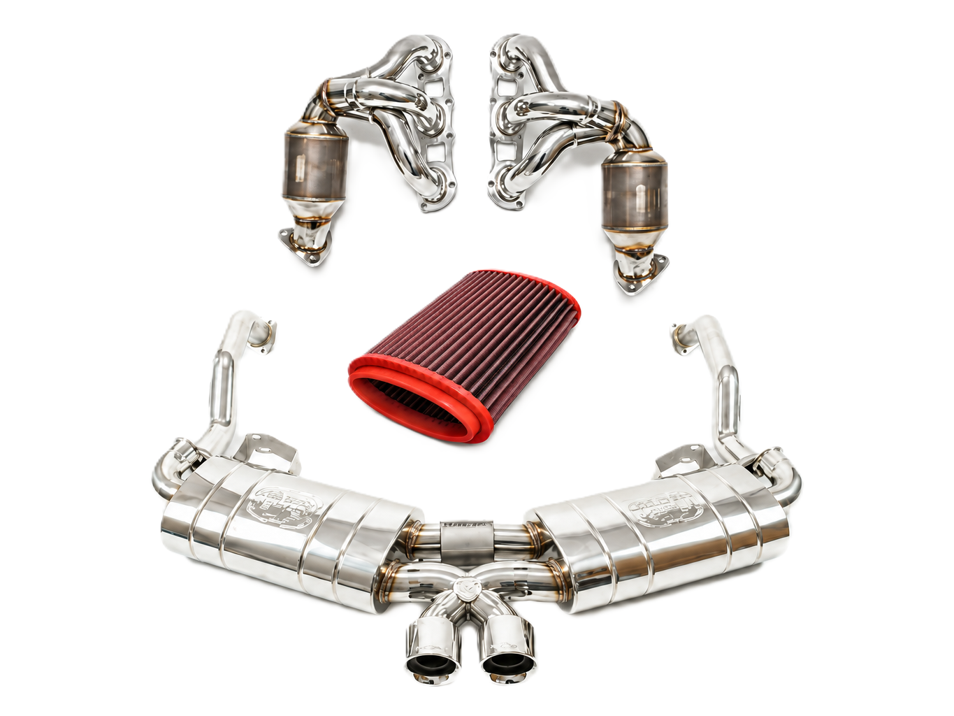 Fabspeed STREET Exhaust Performance Package, Polished Stainless Steel WITHOUT ECU Upgrade. Porsche 987 Boxster / Cayman (2005-2008) - 98711311200, 98711311204, 98711311205, 98711311100, 98711311104, 98711311105 - FS.POR.987.MAXP, FS.POR.987.SHDR, FB416/16